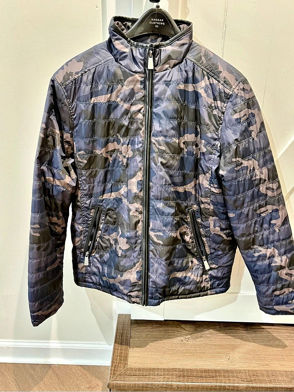 Rainforest Men's Blue & Gray Camo Puffer Jacket Size Medium